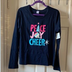 Long Sleeve Peace Joy Cheer Pajama set - Blue